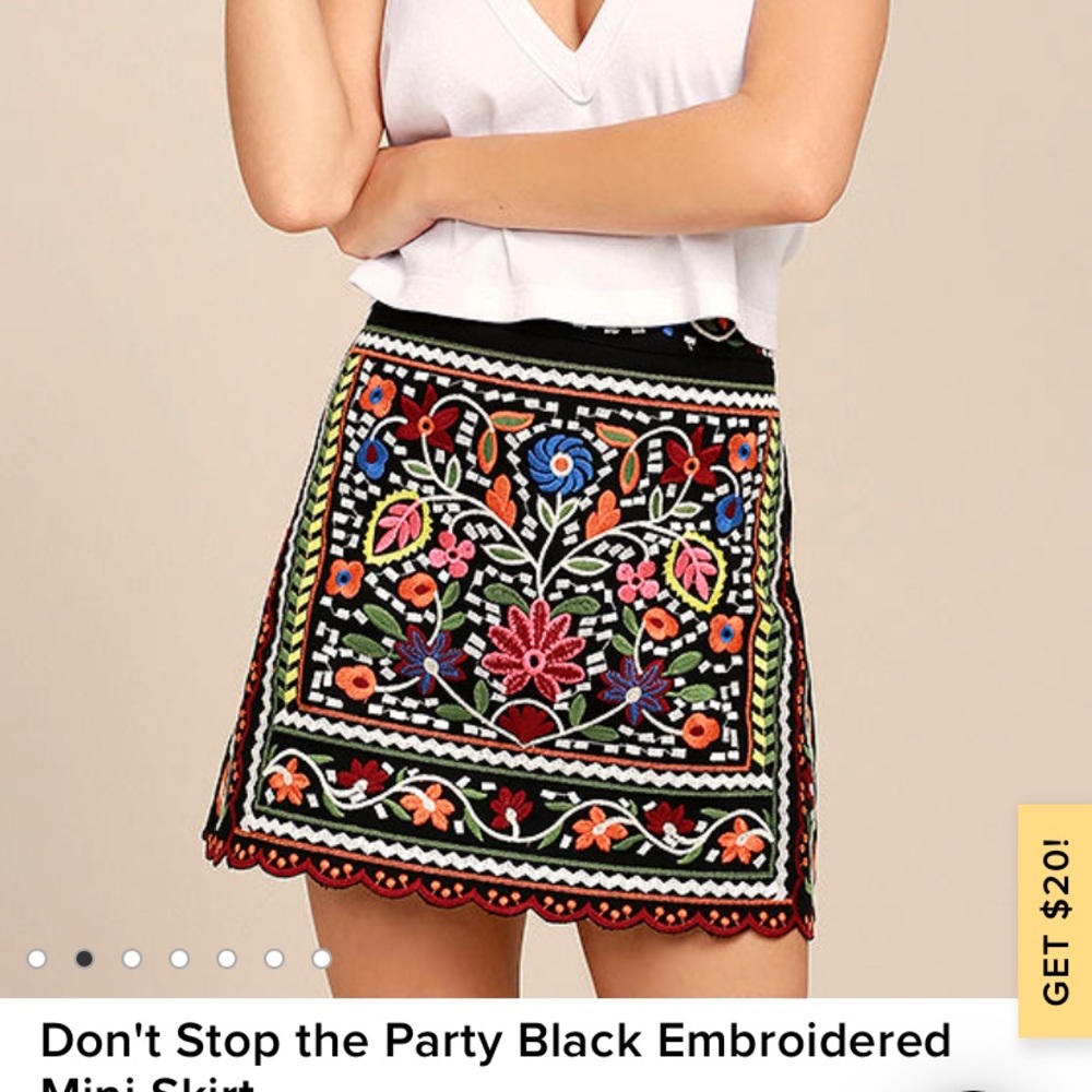 Lulus Mini Skirt Embroidered